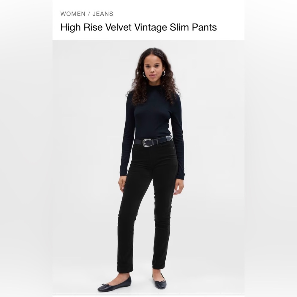 NWT High Rise Velvet Vintage Slim Pants, size 32/14
